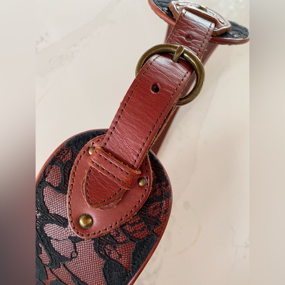 Anthropologie Lace Over Leather Belt - Picture 3 of 10
